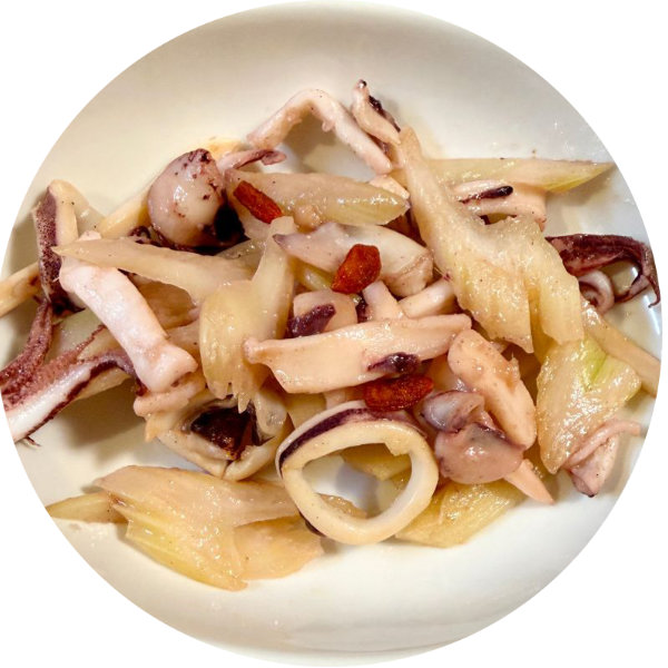 イカとセロリのレモン炒め